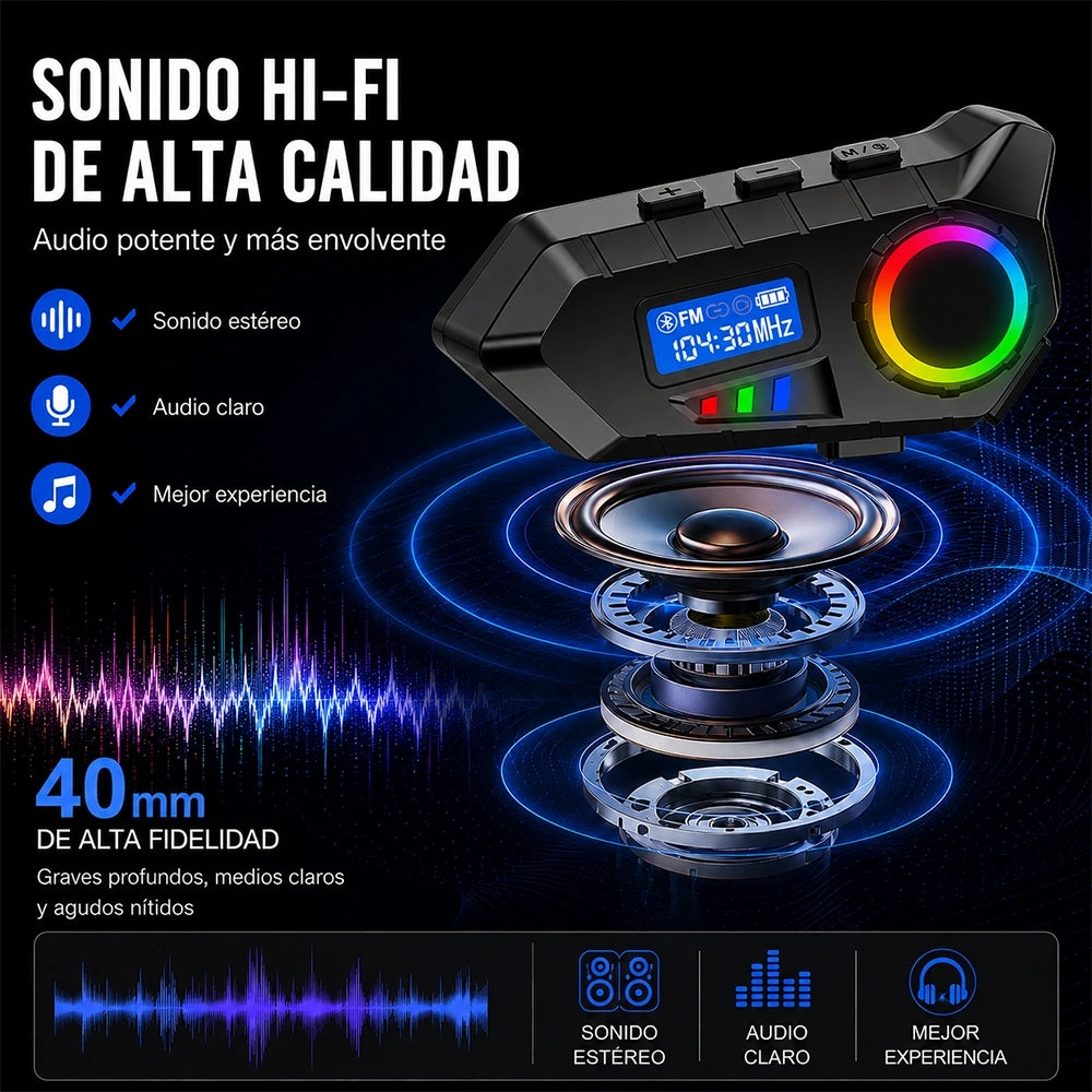 MTMAX Y30 Auricular Bluetooth para Moto con Radio FM
