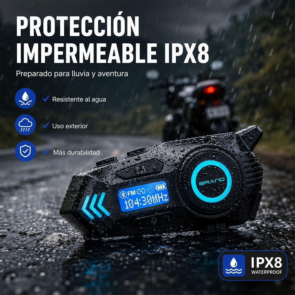 MTMAX MTEJ-C008 Intercomunicador Bluetooth para Moto 500M con Batería de 40H