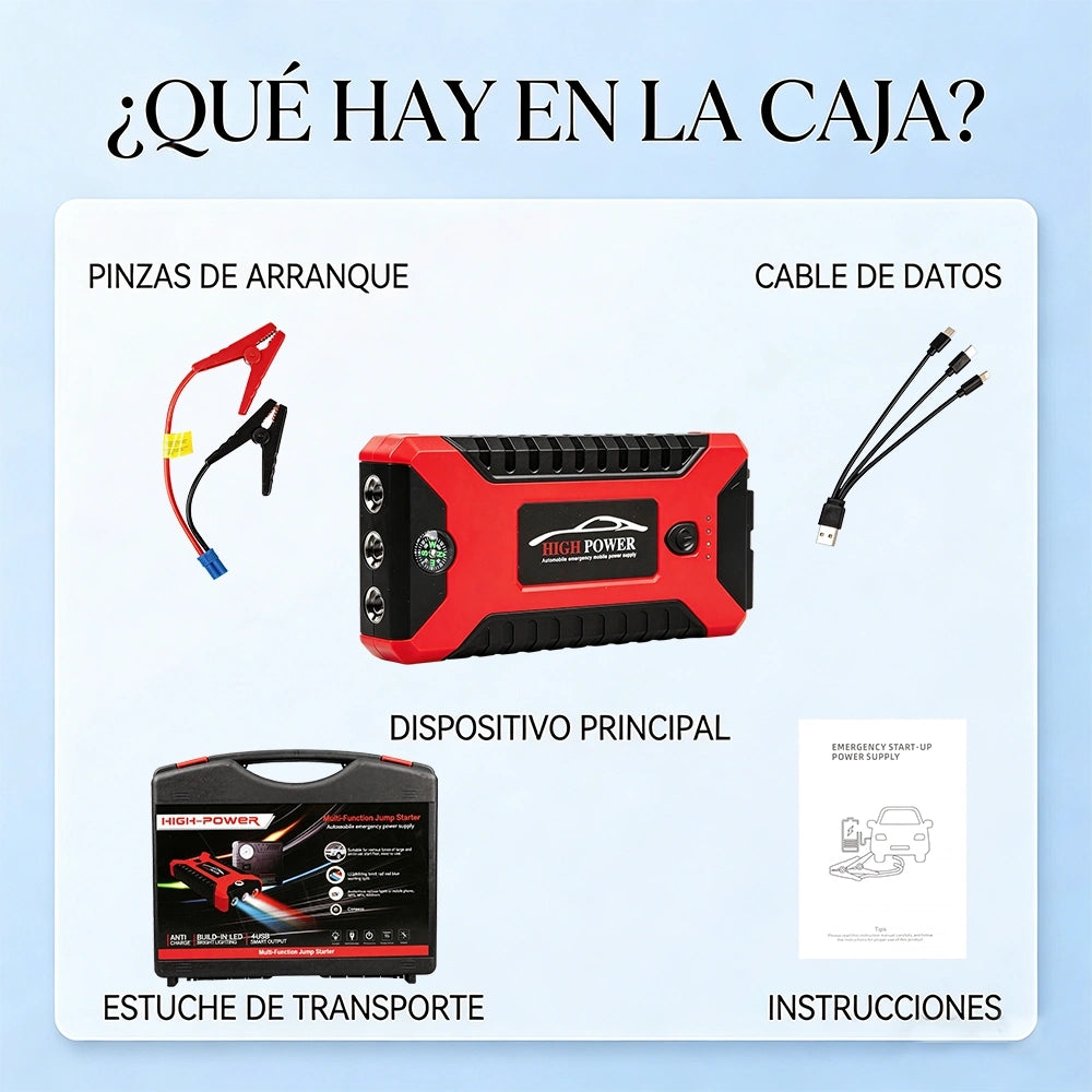 Arrancador de Batería para Auto con Compresor de Aire 29B Kit Completo Portátil USB 5V Cargador Emergencia