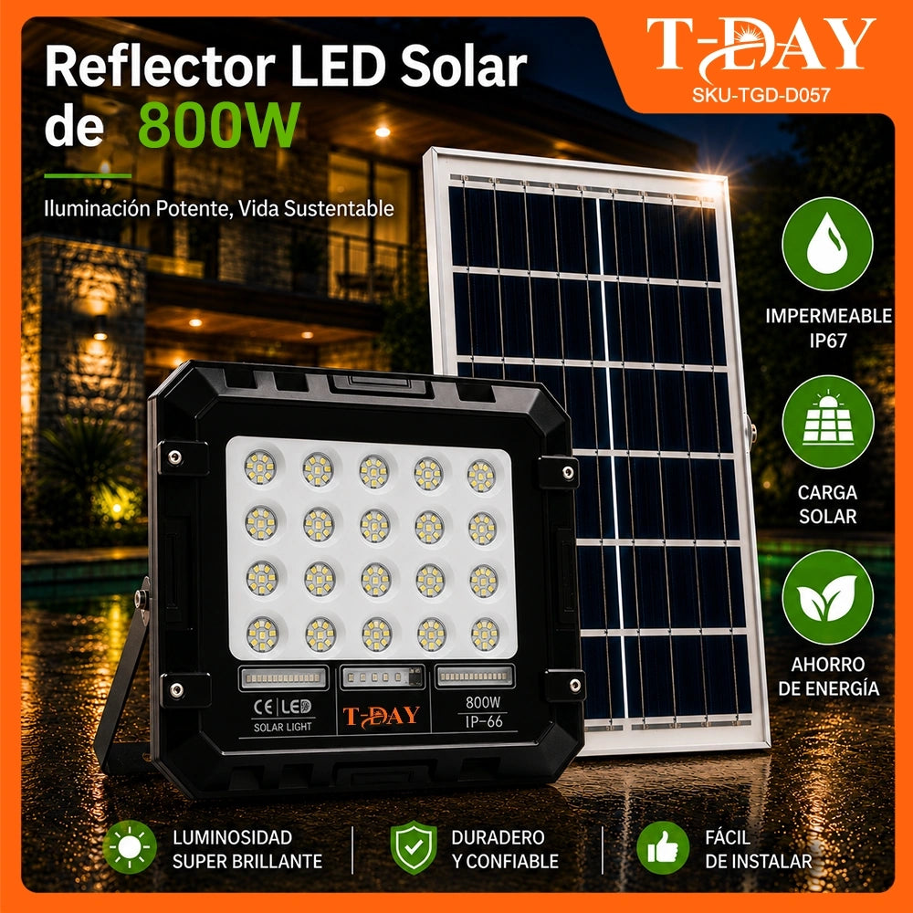 T-DAY Reflector Solar LED 800W en ABS con Control Remoto