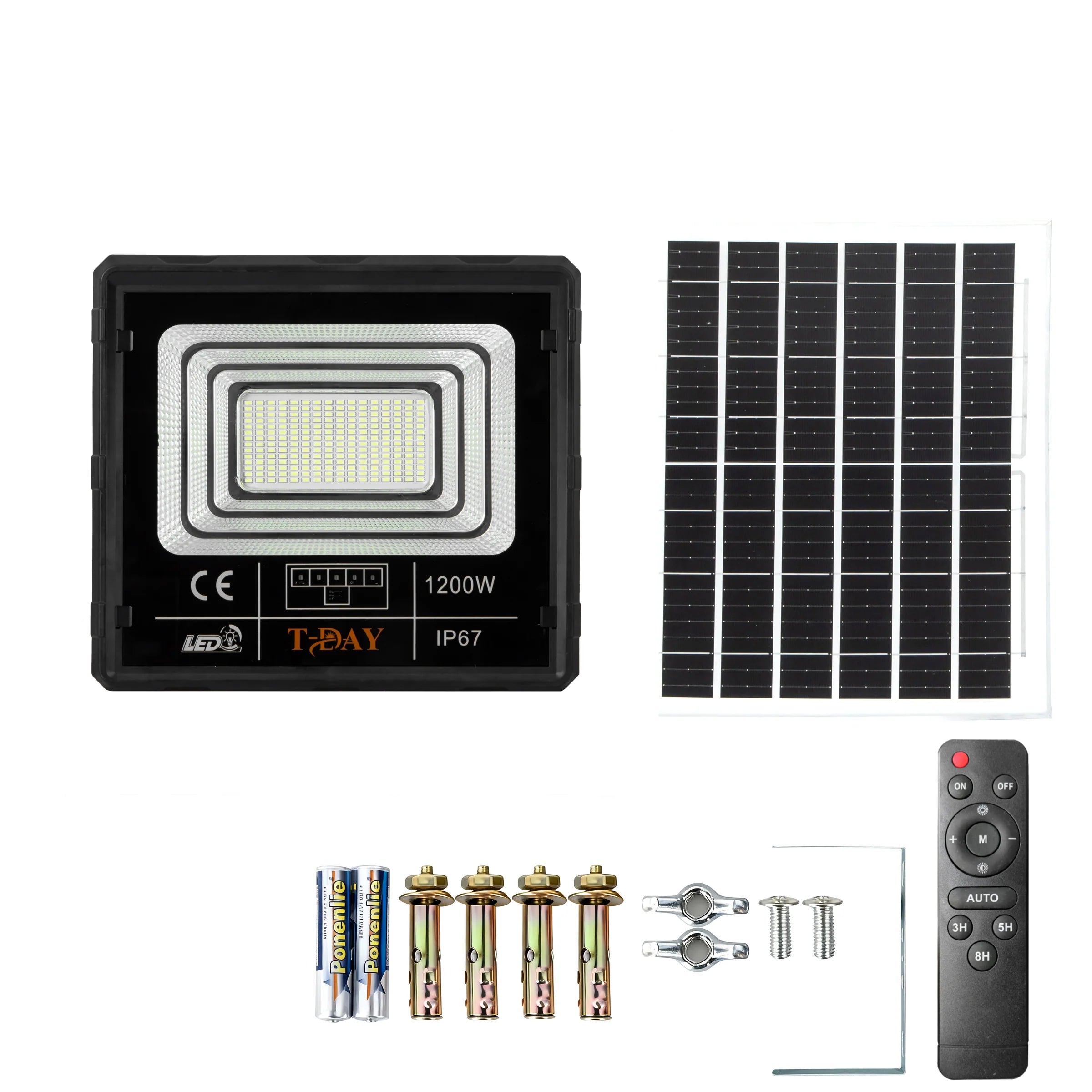 T-DAY Reflector Solar LED 1200W en ABS con Control Remoto