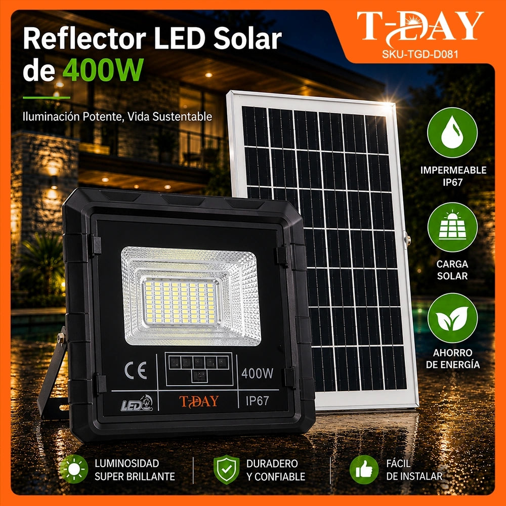 T-DAY Reflector Solar LED 400W en ABS con Control Remoto