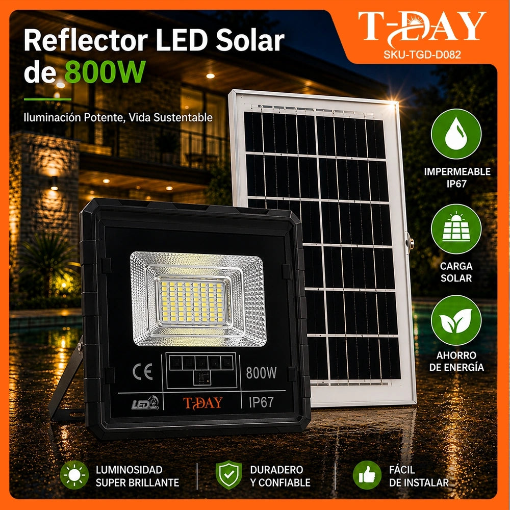 T-DAY Reflector Solar LED 800W en ABS con Control Remoto