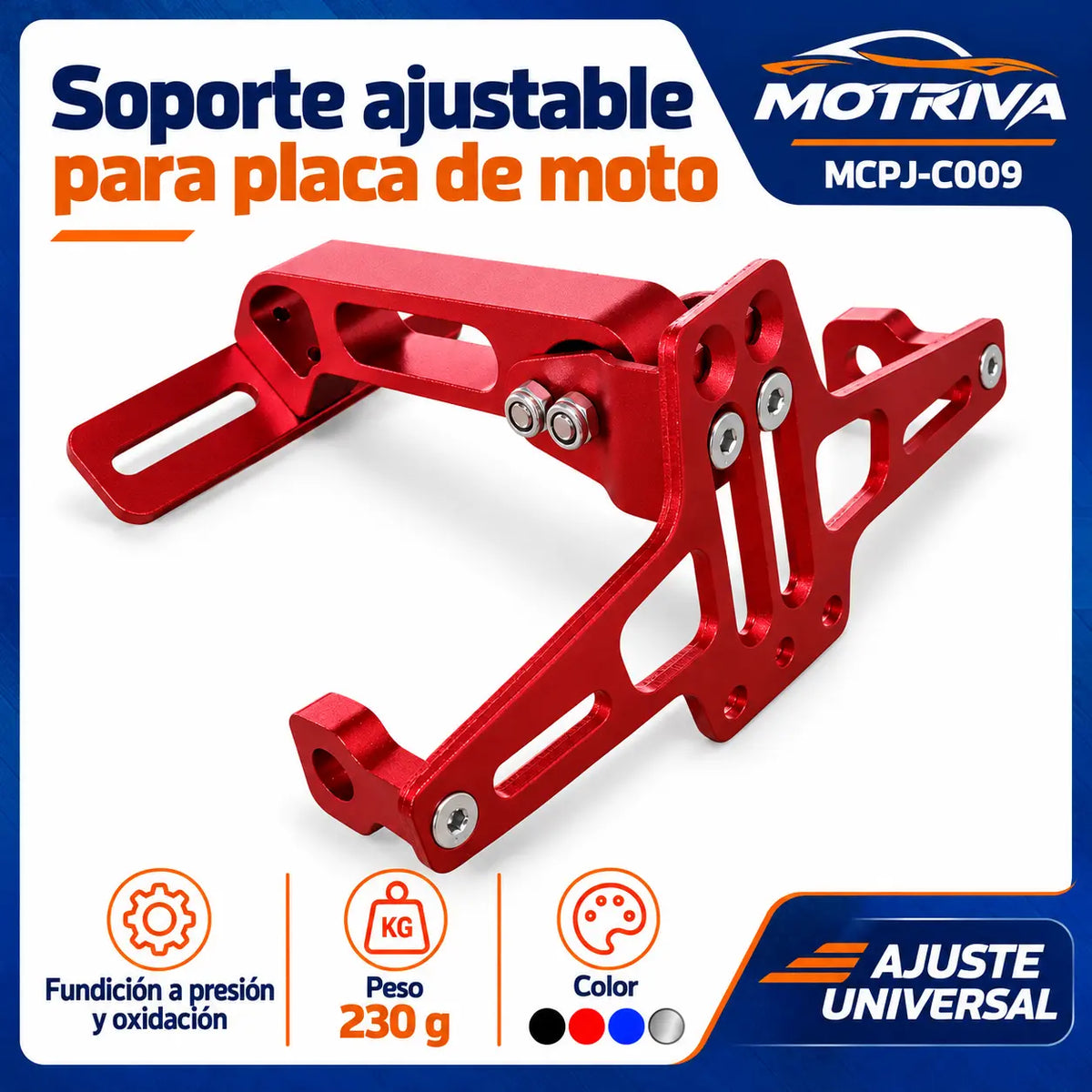Soporte Ajustable para Placa de Moto MOTRIVA MCPJ-C009