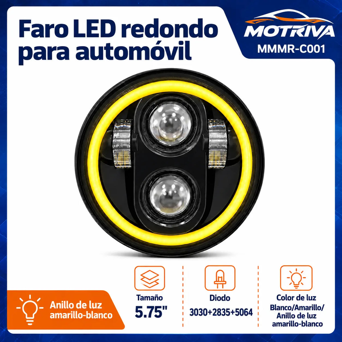 Faro LED Redondo 5.75 para Auto MOTRIVA MMMR-C001