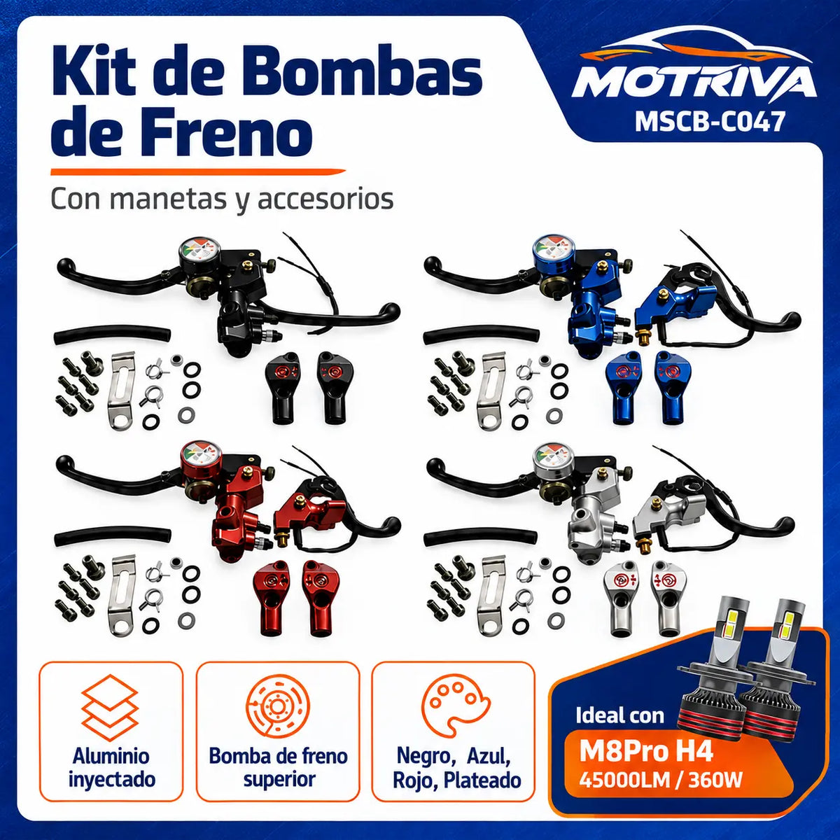 Kit de Bombas de Freno con Manetas MOTRIVA MSCB-C047