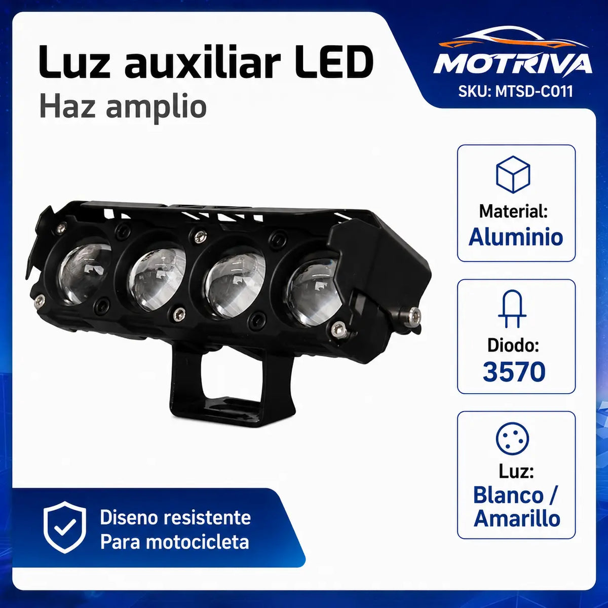 Luz Auxiliar LED DEEMASO MOTRIVA de 4 Lentes para Motocicleta MTSD-C011