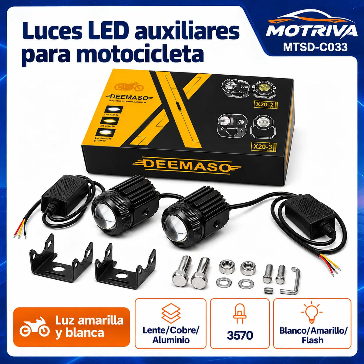 Luces LED Auxiliares para Motocicleta MOTRIVA MTSD-C033