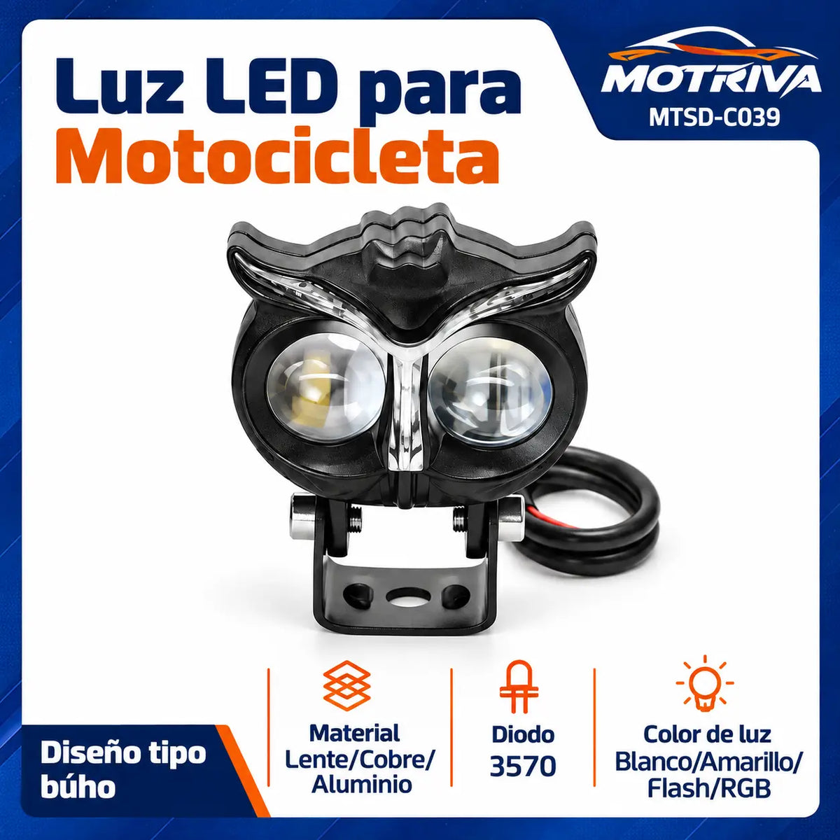Luz LED Tipo Búho para Motocicleta MOTRIVA MTSD-C039