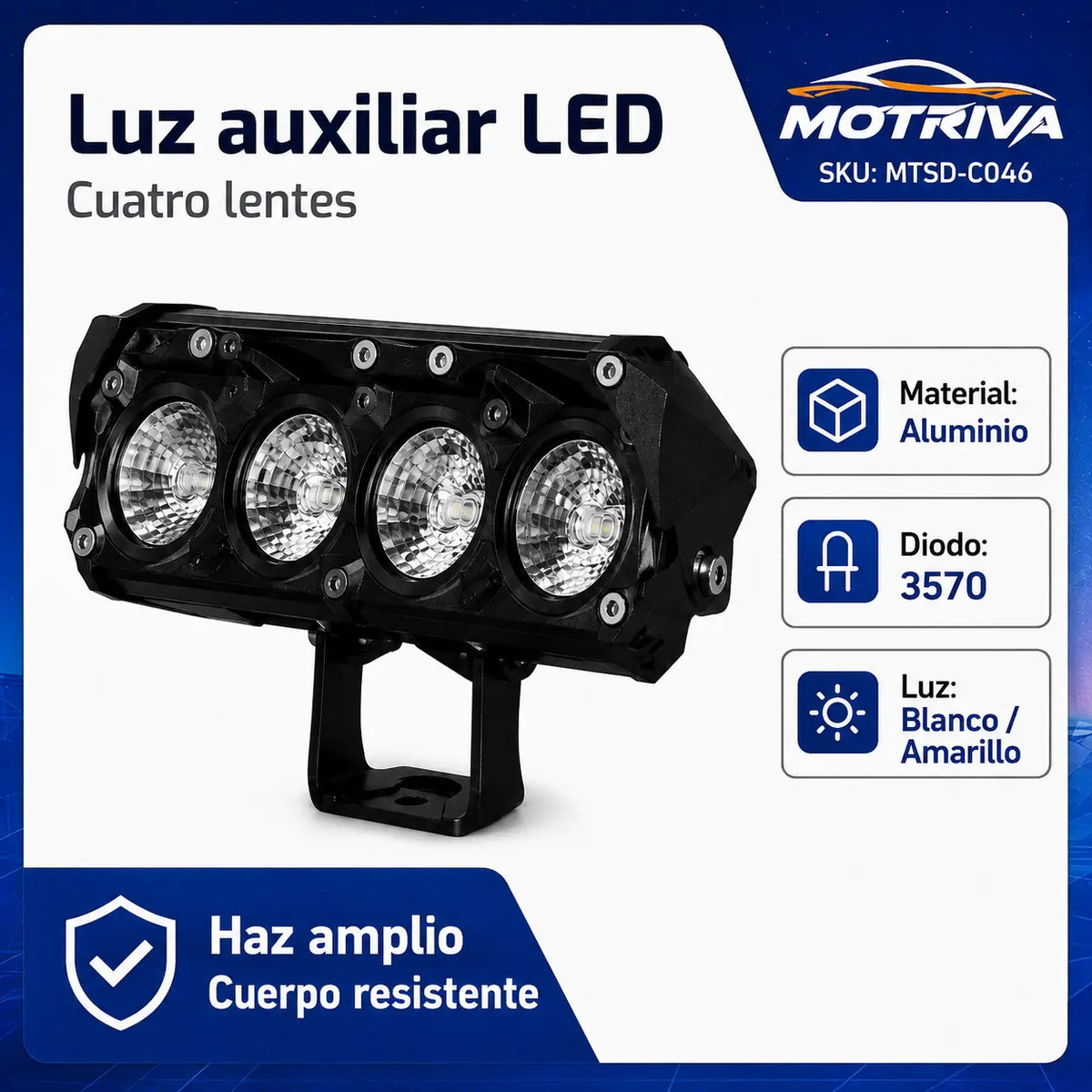 Luz Auxiliar LED DEEMASO MOTRIVA de 4 Lentes para Motocicleta MTSD-C046