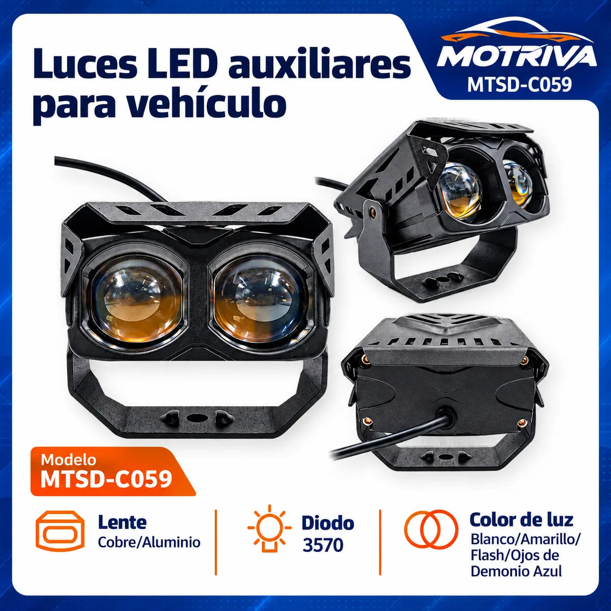 Luces LED Auxiliares con Ojo de Demonio MOTRIVA MTSD-C059