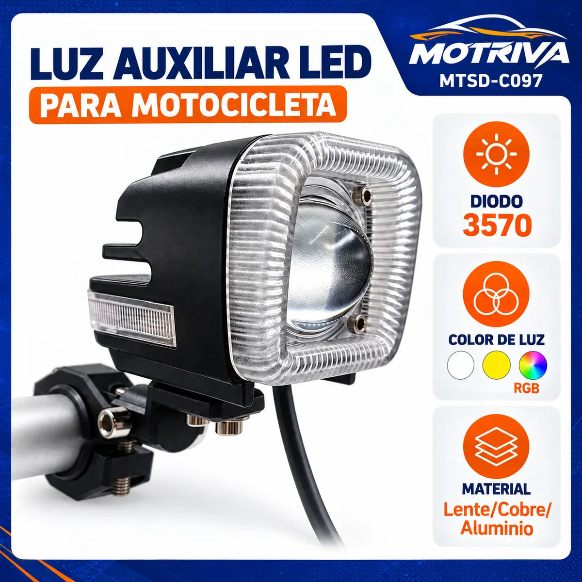 Luz Auxiliar LED RGB para Motocicleta MOTRIVA MTSD-C097