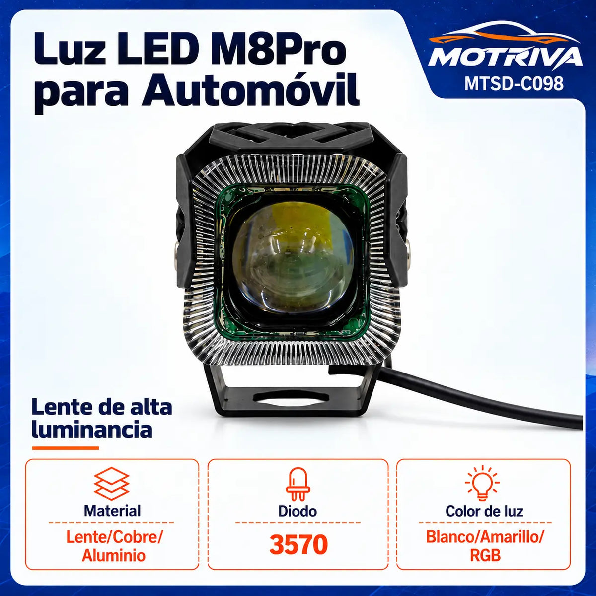 Luz LED M8 Pro para Auto MOTRIVA MTSD-C098