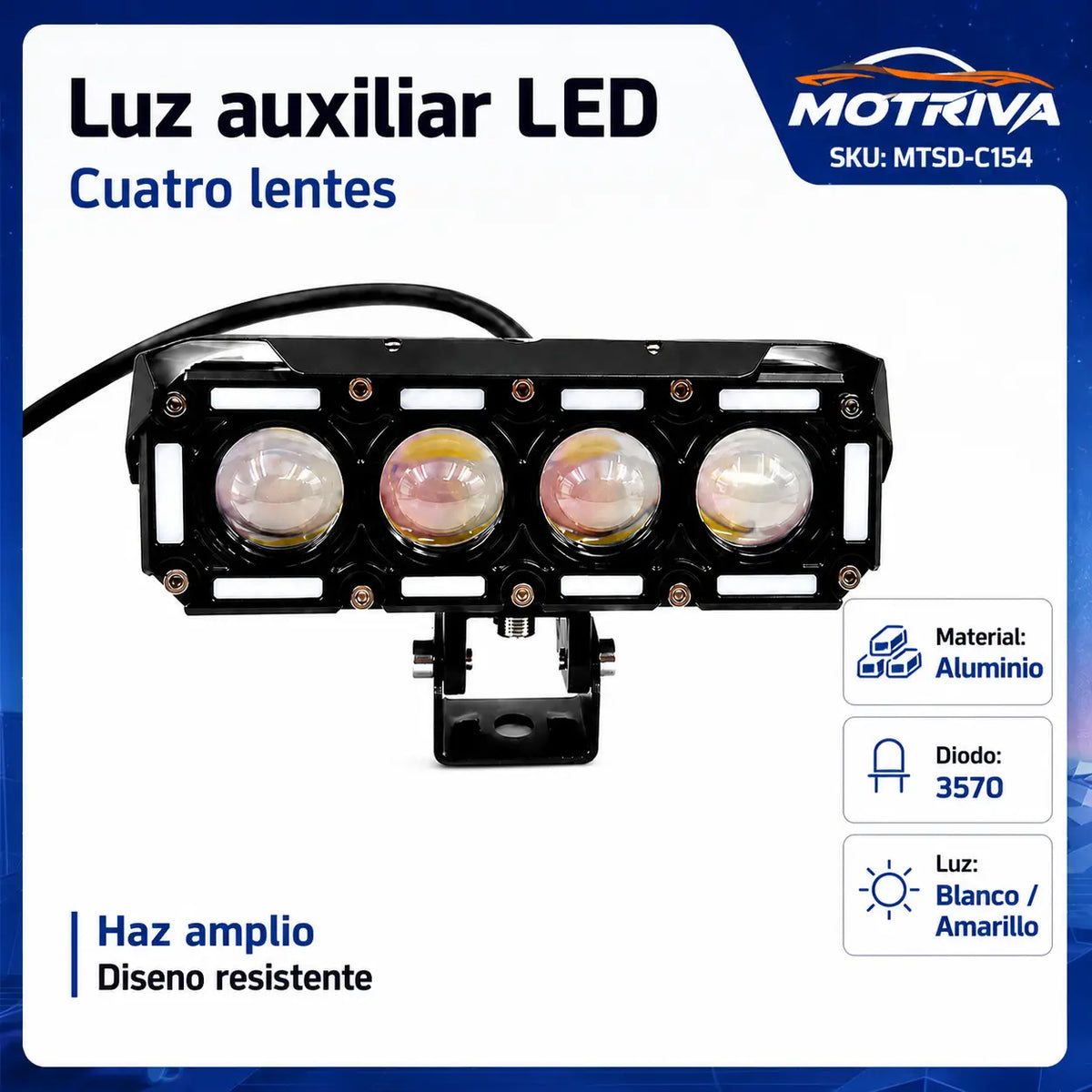 Luz Auxiliar LED DEEMASO MOTRIVA de 4 Lentes para Motocicleta MTSD-C154
