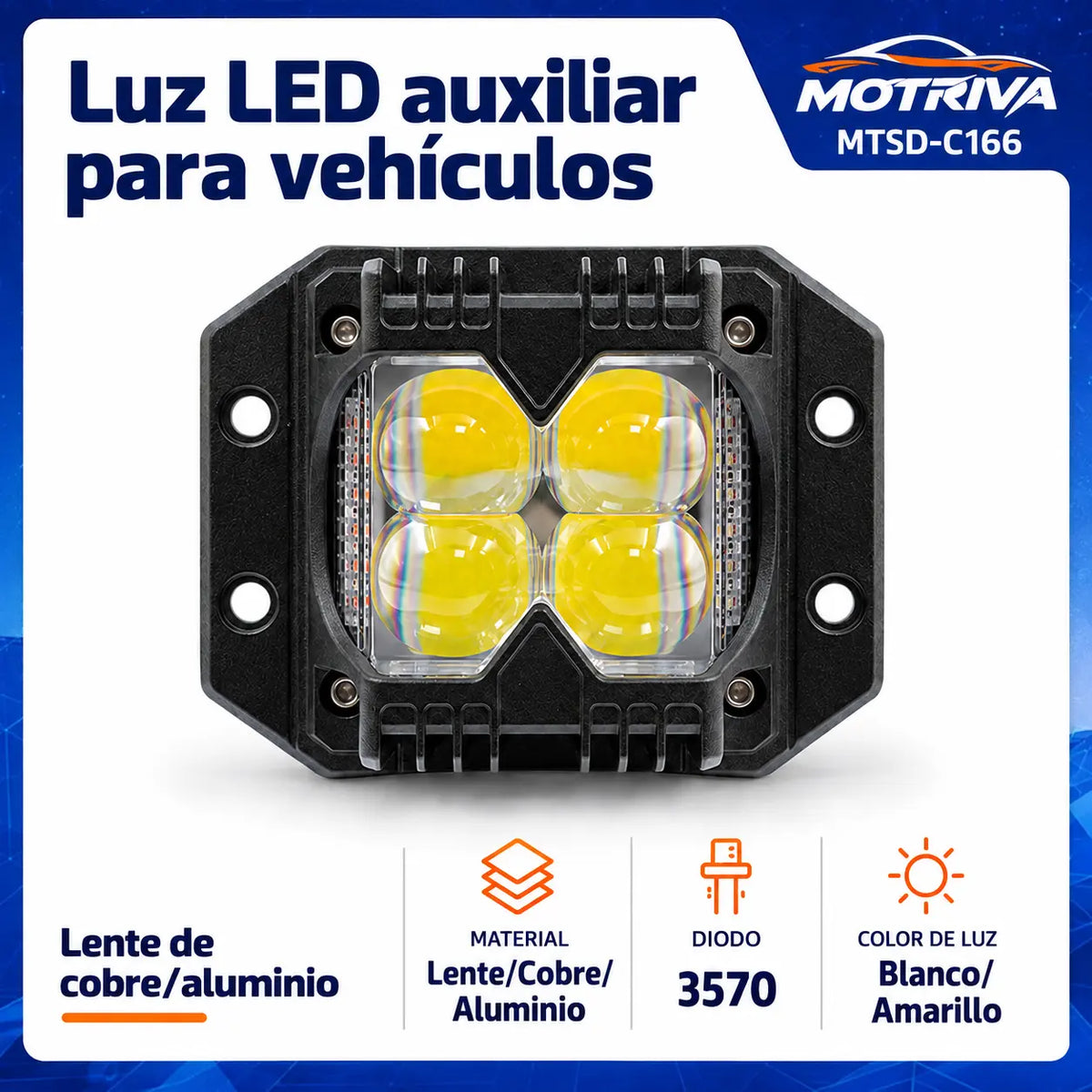Luz LED Auxiliar para Vehículos MOTRIVA MTSD-C166