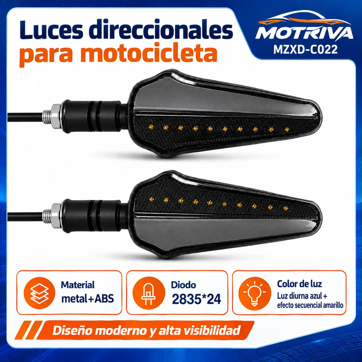 Luces Direccionales LED Secuenciales para Moto MOTRIVA MZXD-C022