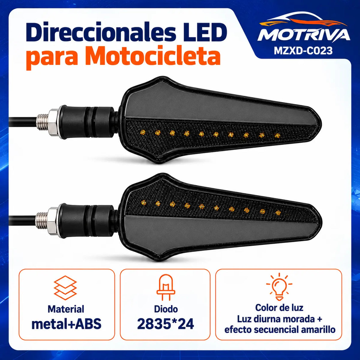 Luces Direccionales LED Secuenciales para Moto MOTRIVA MZXD-C023