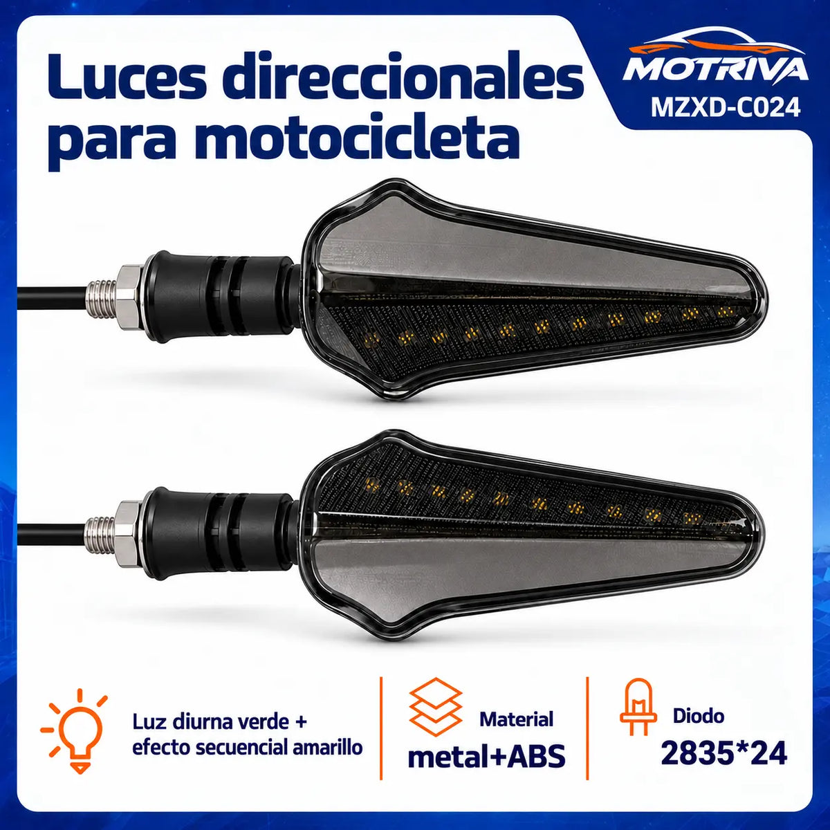 Luces Direccionales LED Secuenciales para Moto MOTRIVA MZXD-C024