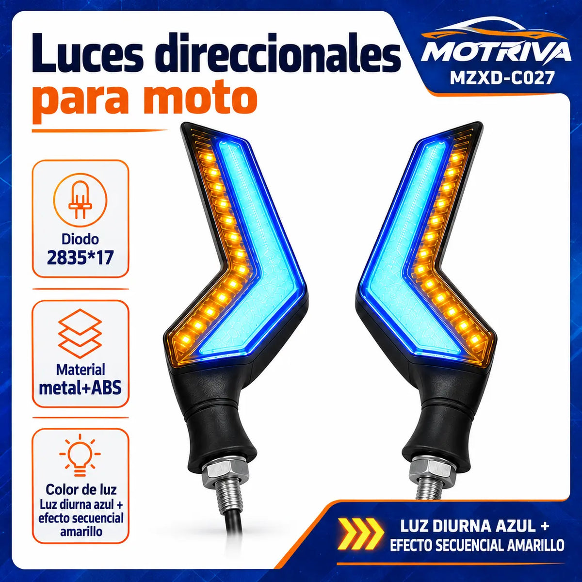 Luces Direccionales LED Secuenciales para Moto MOTRIVA MZXD-C027