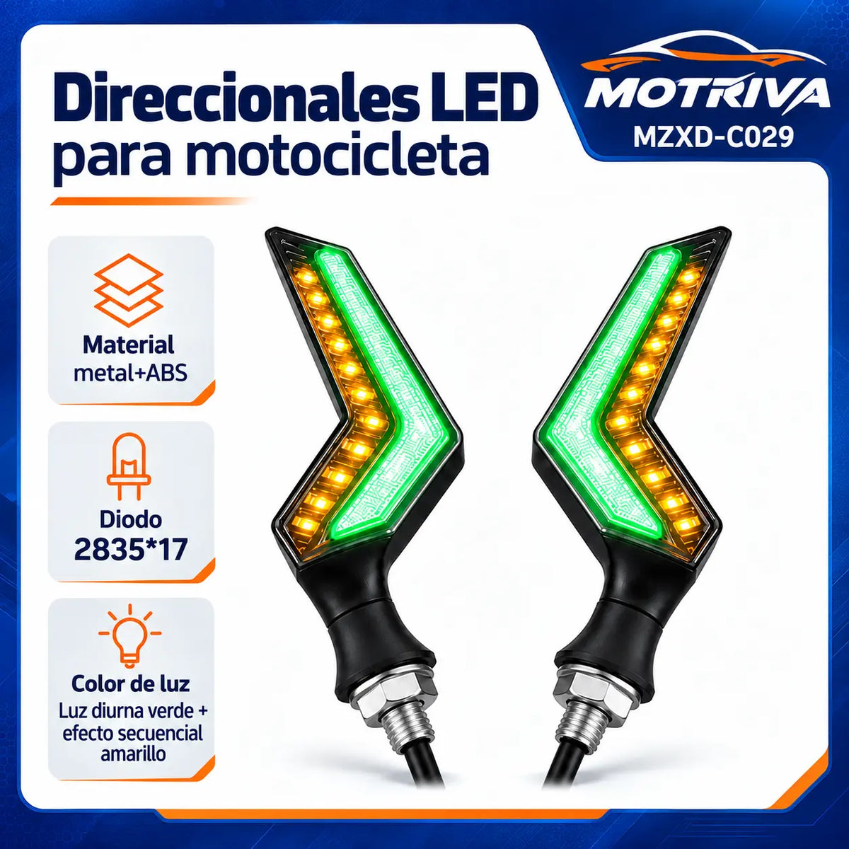 Luces Direccionales LED Secuenciales para Moto MOTRIVA MZXD-C029