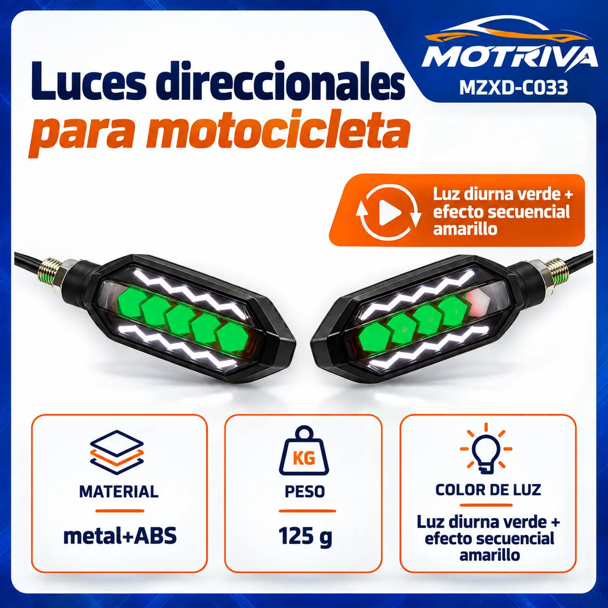 Luces Direccionales LED Secuenciales para Moto MOTRIVA MZXD-C033