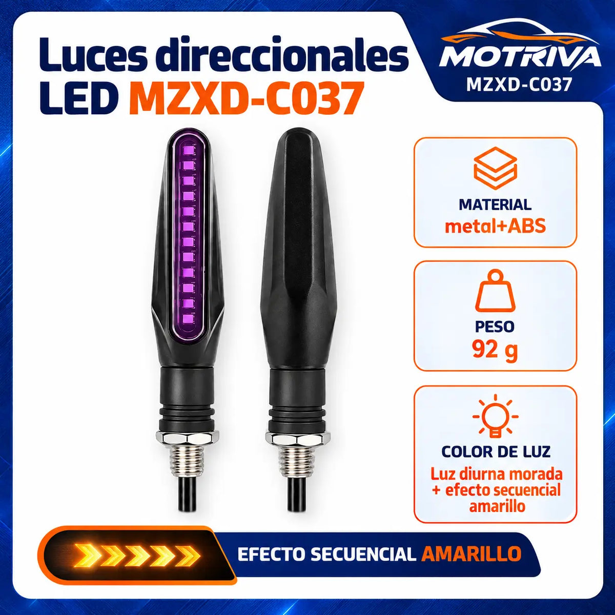 Luces Direccionales LED Secuenciales para Moto MOTRIVA MZXD-C037