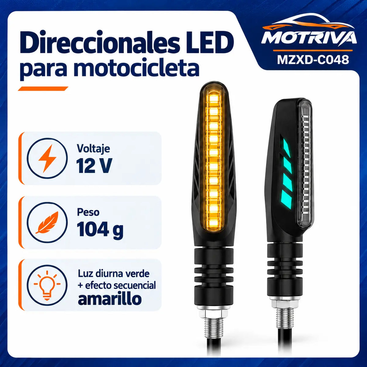 Luces Direccionales LED Secuenciales para Moto MOTRIVA MZXD-C048