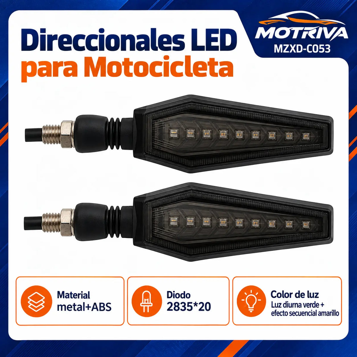 Luces Direccionales LED Secuenciales para Moto MOTRIVA MZXD-C053