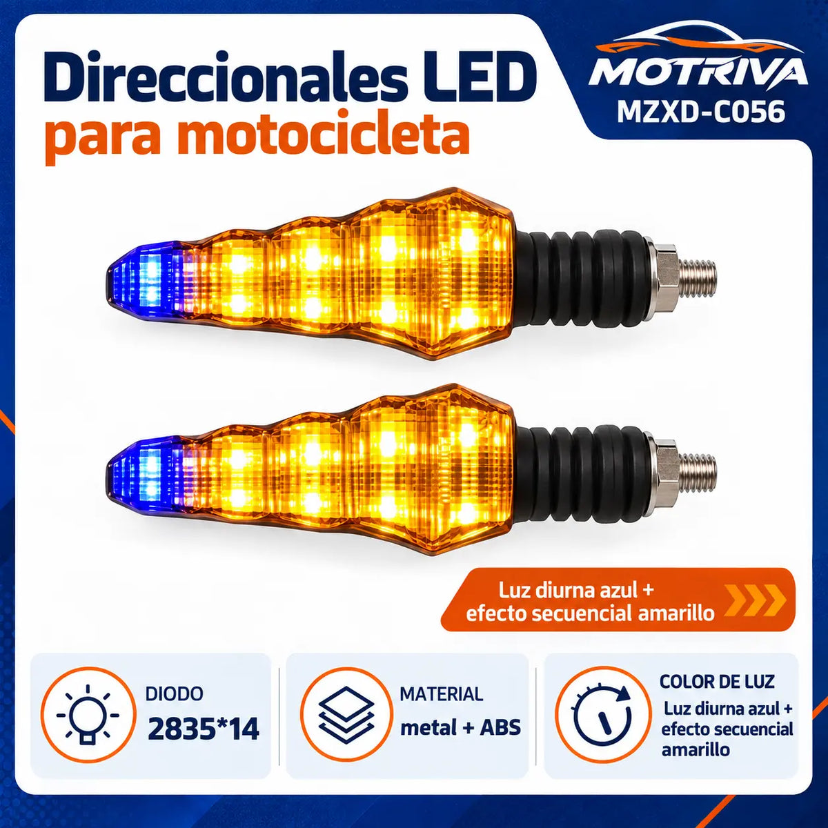 Luces Direccionales LED Secuenciales para Moto MOTRIVA MZXD-C056