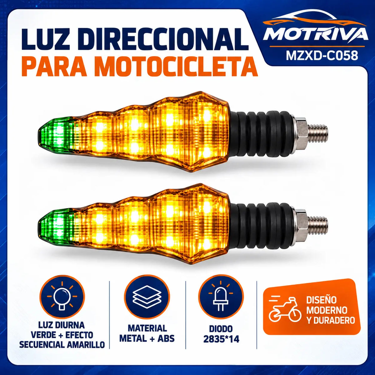 Luces Direccionales LED Secuenciales para Moto MOTRIVA MZXD-C058