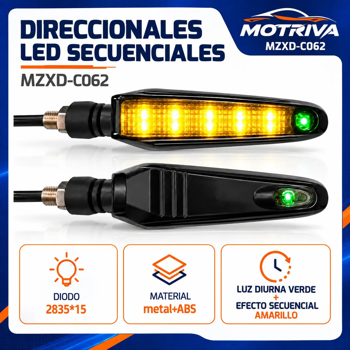 Luces Direccionales LED Secuenciales para Moto MOTRIVA MZXD-C062