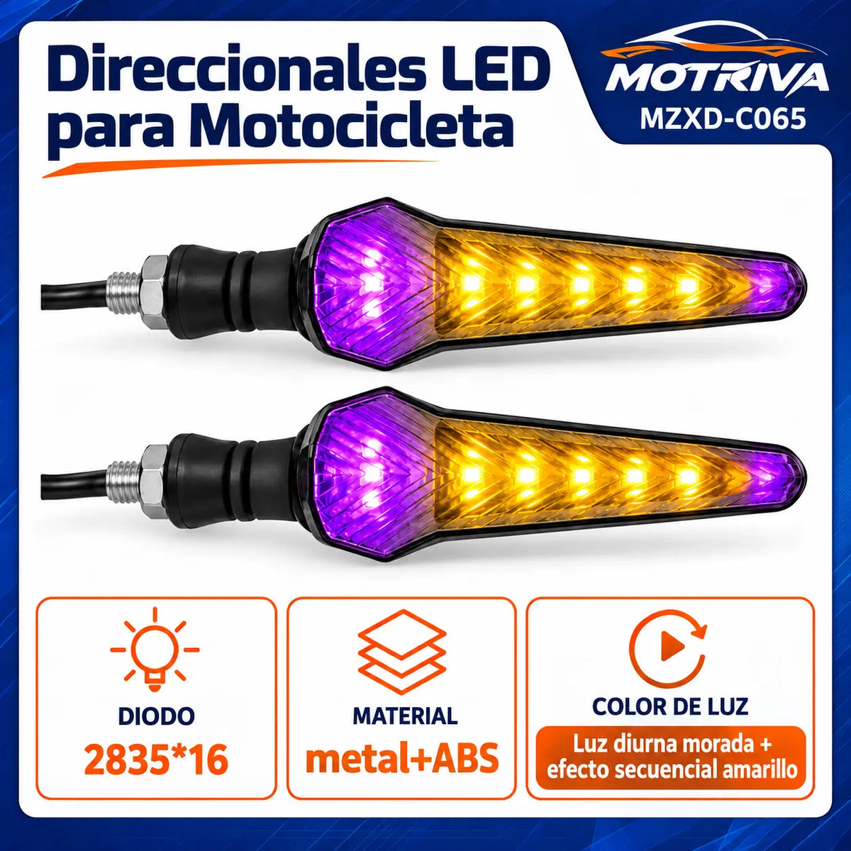 Luces Direccionales LED Secuenciales para Moto MOTRIVA MZXD-C065