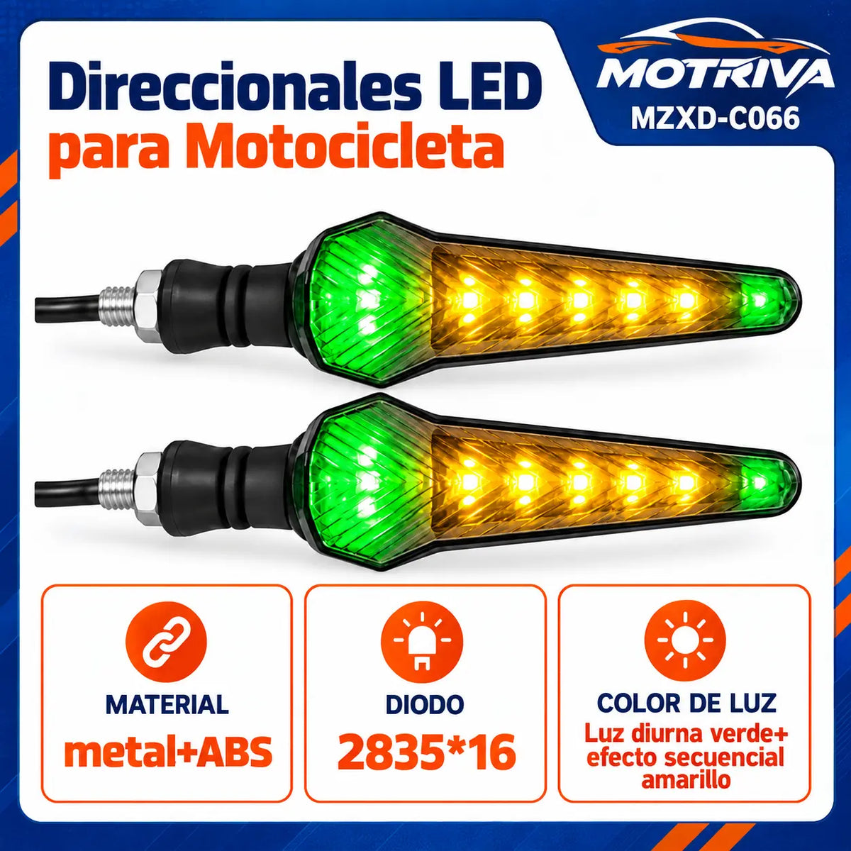 Luces Direccionales LED Secuenciales para Moto MOTRIVA MZXD-C066