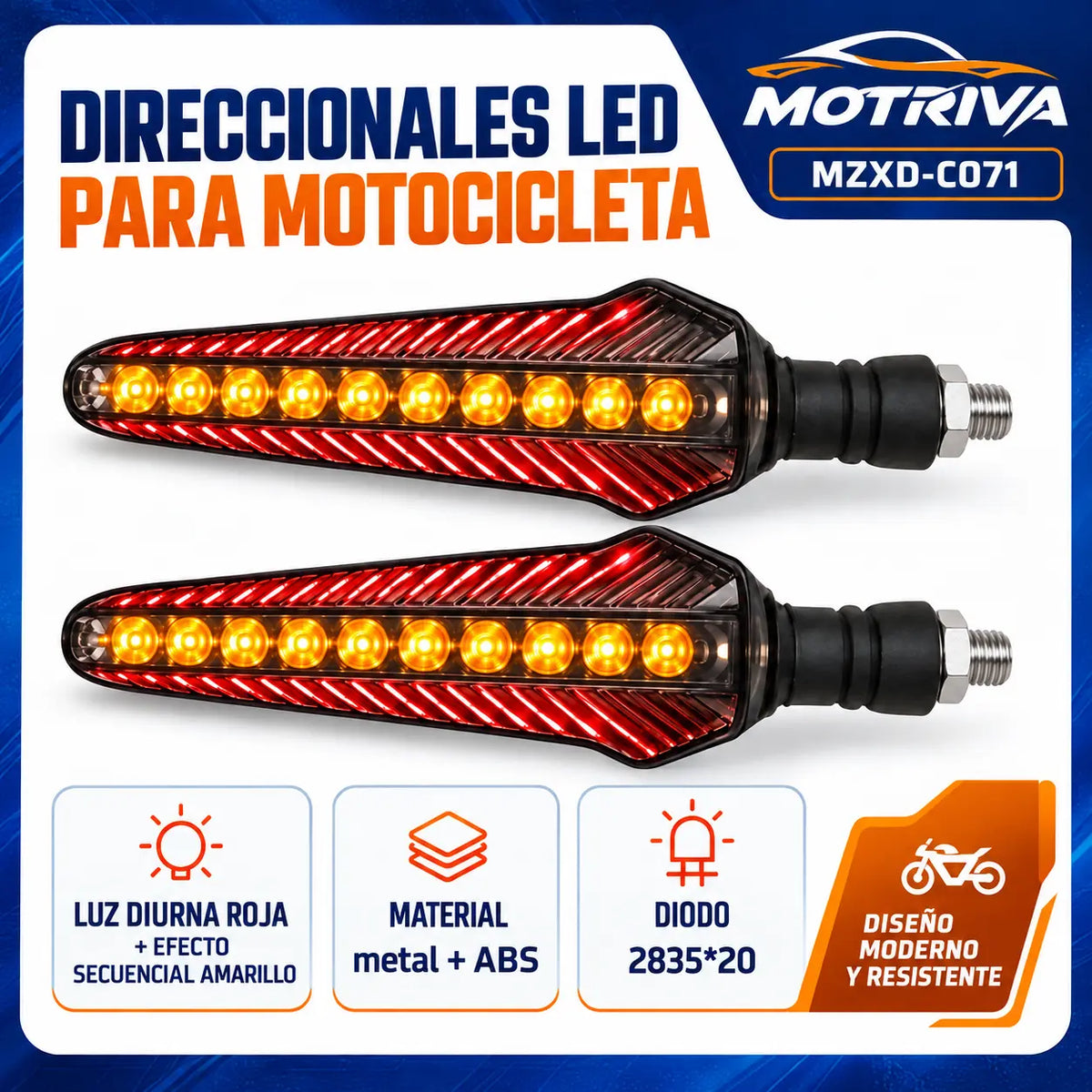 Luces Direccionales LED Secuenciales para Moto MOTRIVA MZXD-C071
