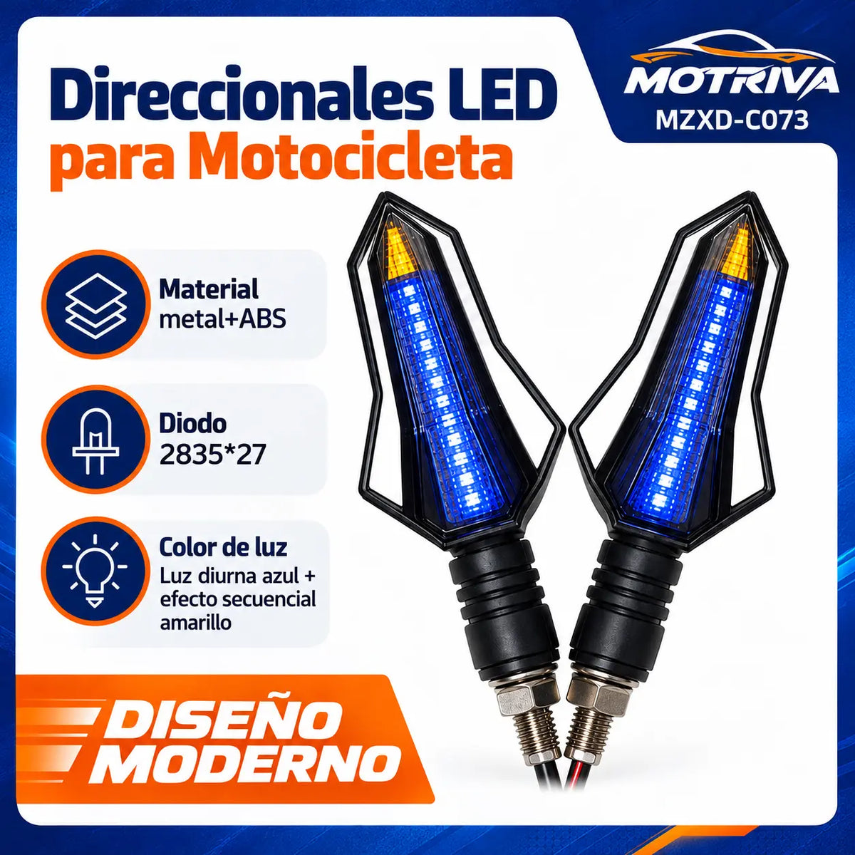 Luces Direccionales LED Secuenciales para Moto MOTRIVA MZXD-C073