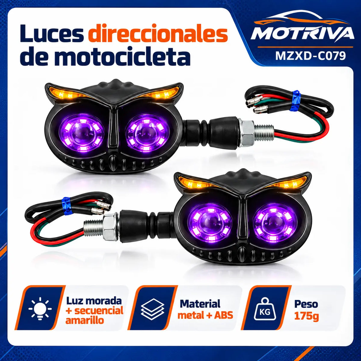 Luces Direccionales LED Secuenciales para Moto MOTRIVA MZXD-C079