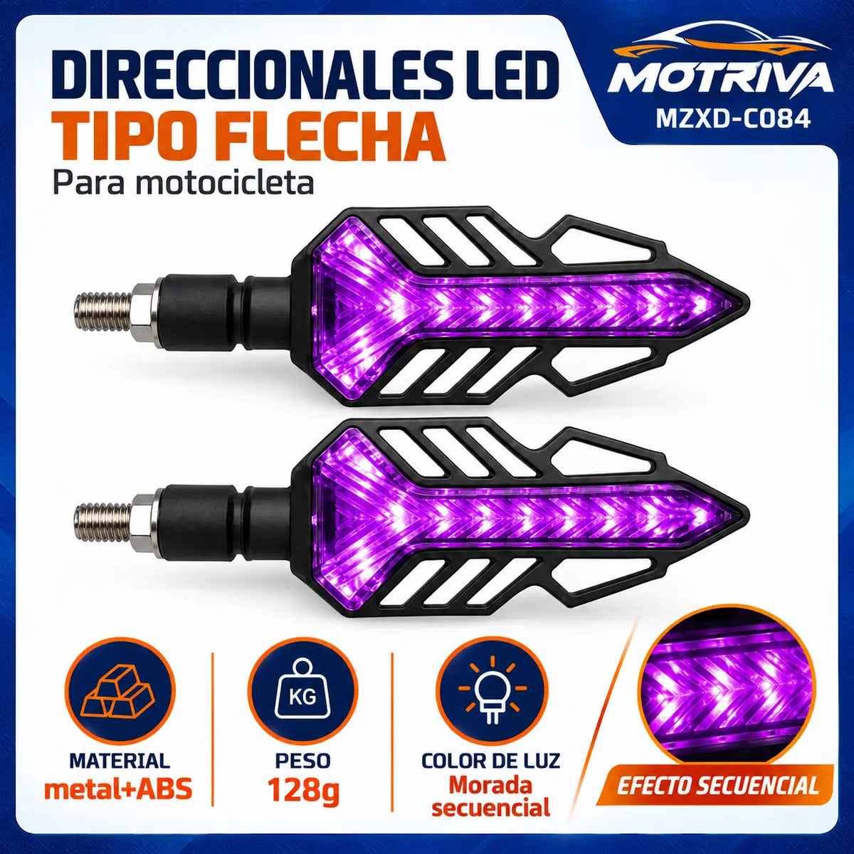 Luces Direccionales LED Secuenciales para Moto MOTRIVA MZXD-C084