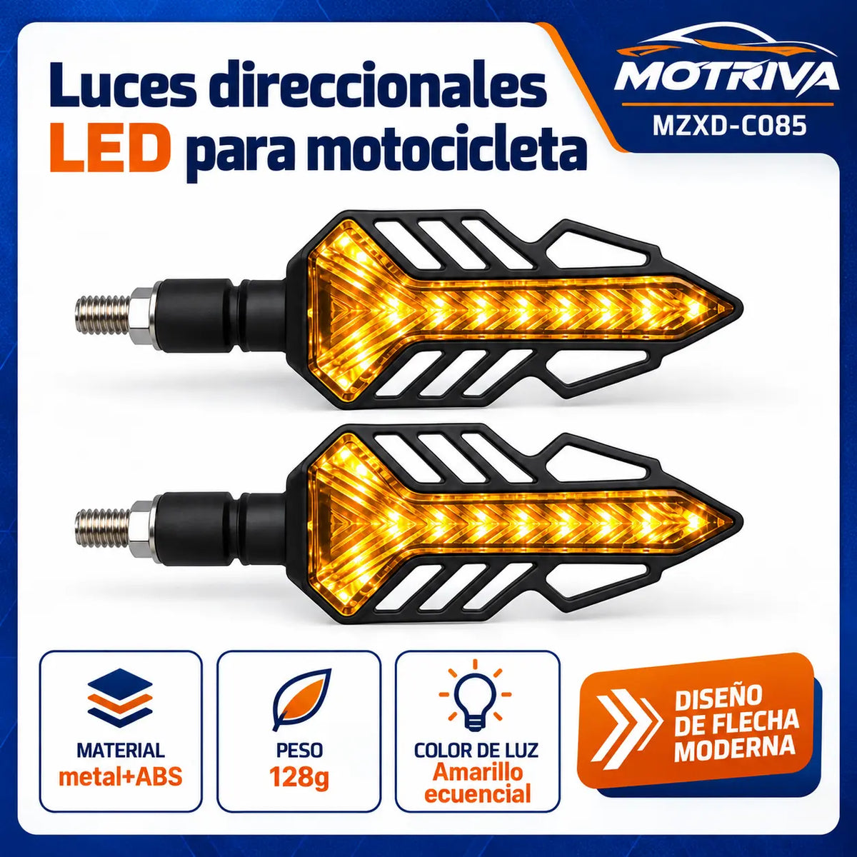 Luces Direccionales LED Secuenciales para Moto MOTRIVA MZXD-C085
