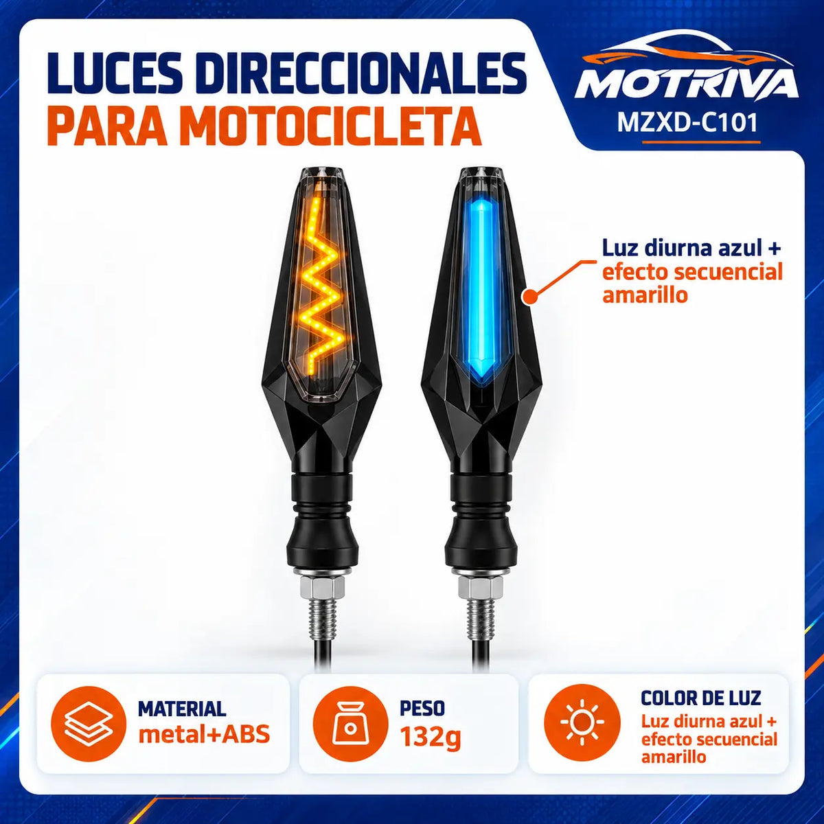 Luces Direccionales LED Secuenciales para Moto MOTRIVA MZXD-C101