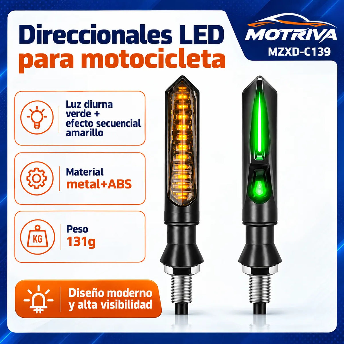 Luces Direccionales LED Secuenciales para Moto MOTRIVA MZXD-C139