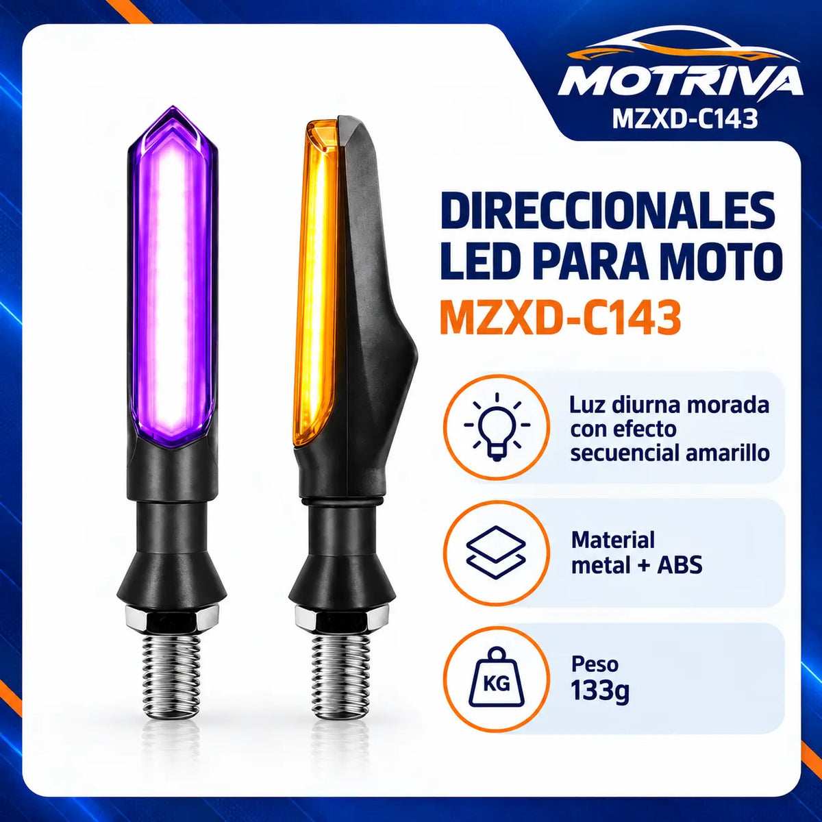 Luces Direccionales LED Secuenciales para Moto MOTRIVA MZXD-C143
