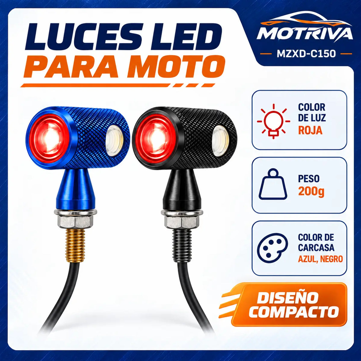 Luces Direccionales LED para Moto MOTRIVA MZXD-C150