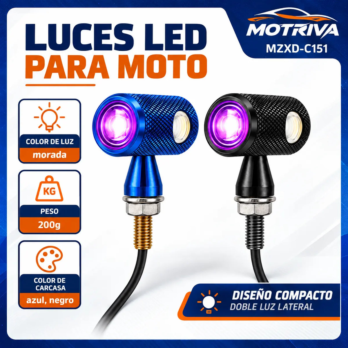 Luces Direccionales LED para Moto MOTRIVA MZXD-C151