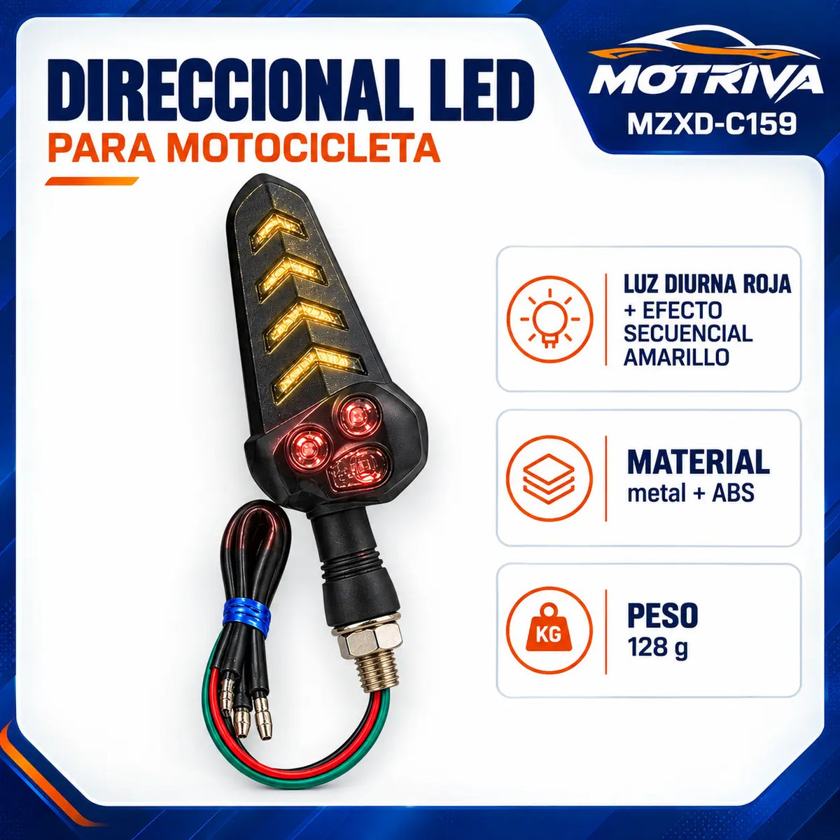 Luces Direccionales LED Secuenciales para Moto MOTRIVA MZXD-C159