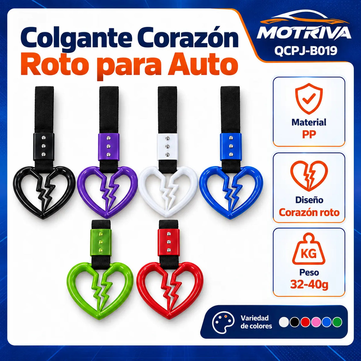 Colgante Corazón Roto para Auto MOTRIVA QCPJ-B019