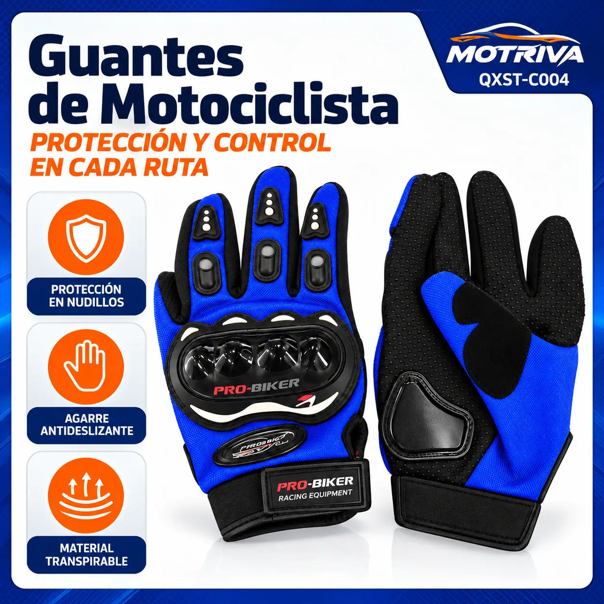 Guantes de Motociclista con Protección MOTRIVA QXST-C004