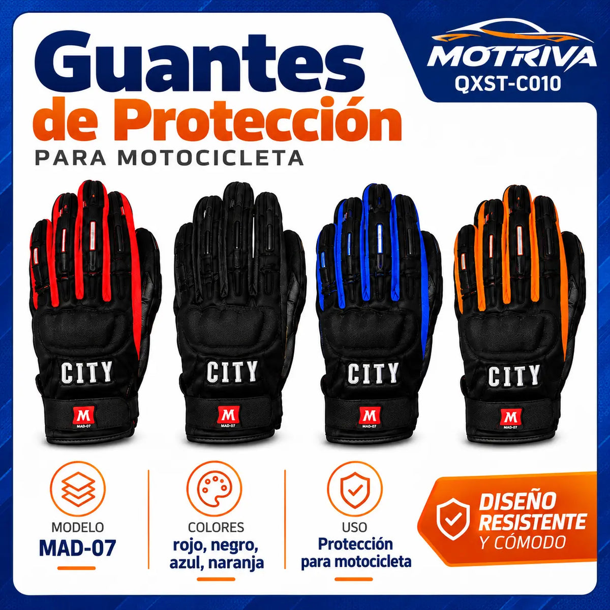 Guantes de Protección para Motocicleta MOTRIVA QXST-C010