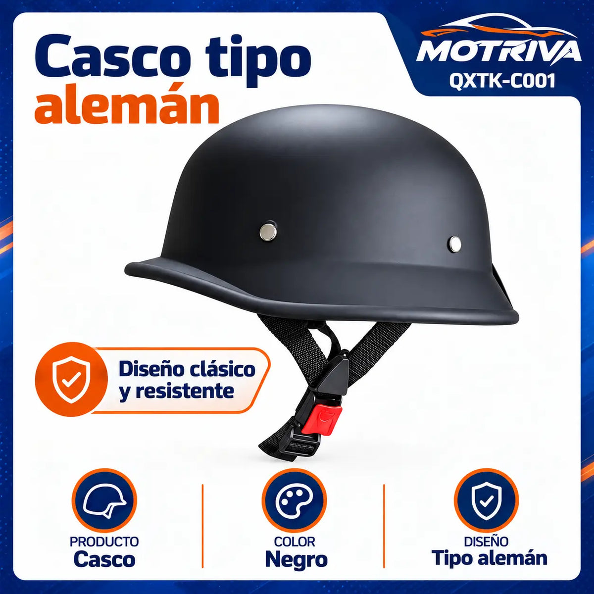 Casco Tipo Alemán para Motocicleta MOTRIVA QXTK-C001