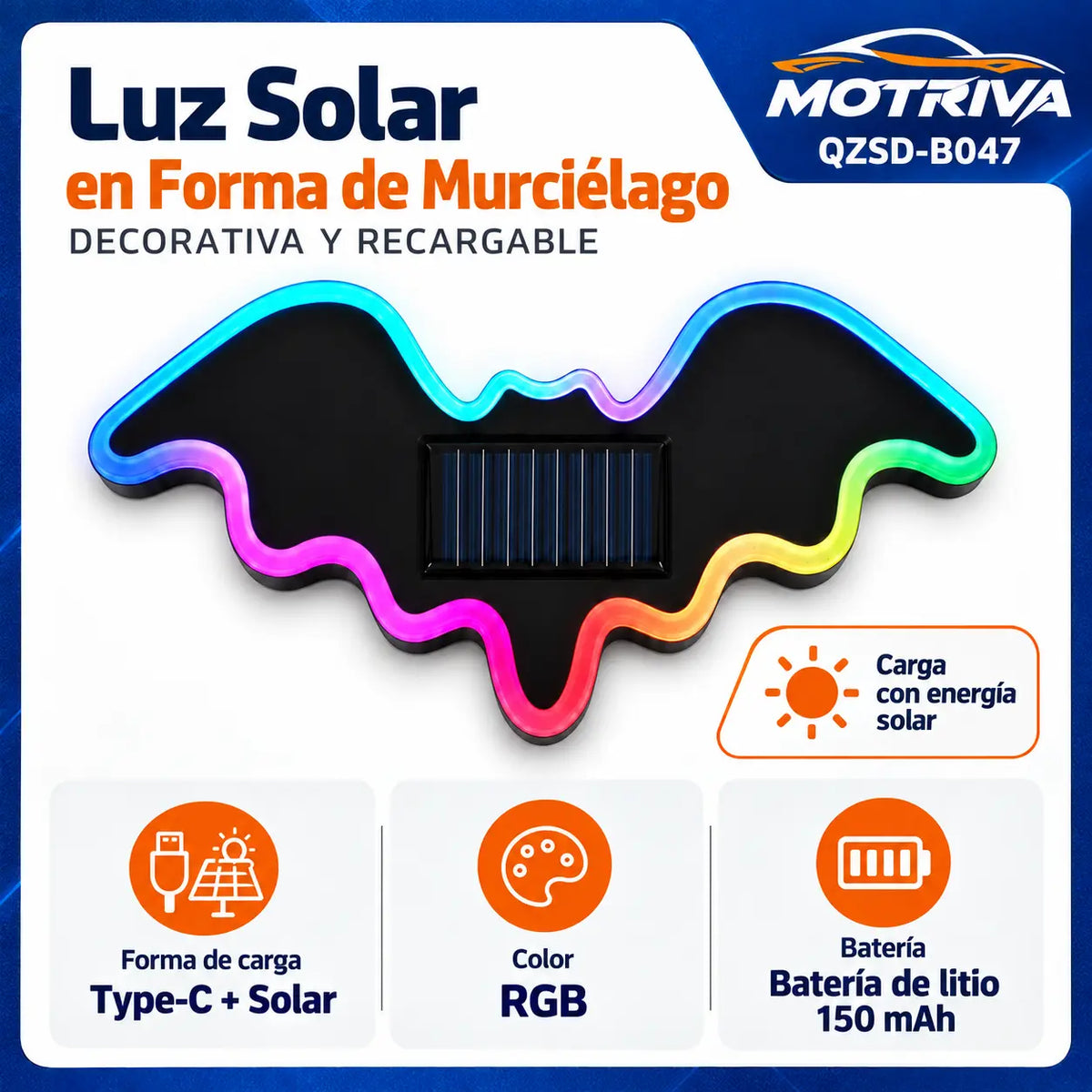 Luz Solar RGB en Forma de Murciélago MOTRIVA QZSD-B047