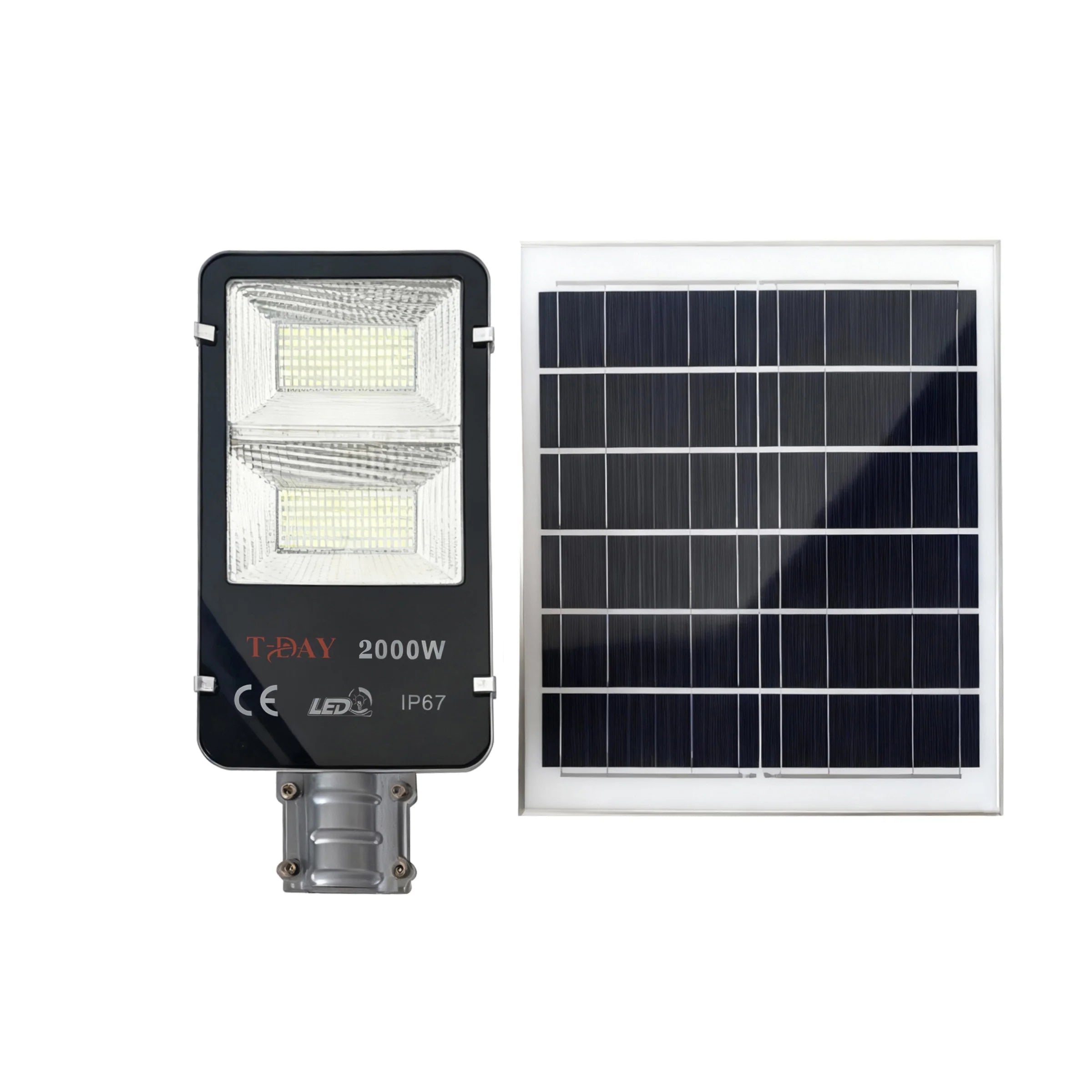 T-DAY Lámpara Solar LED 2000W para Exterior con Panel Solar y Control Remoto
